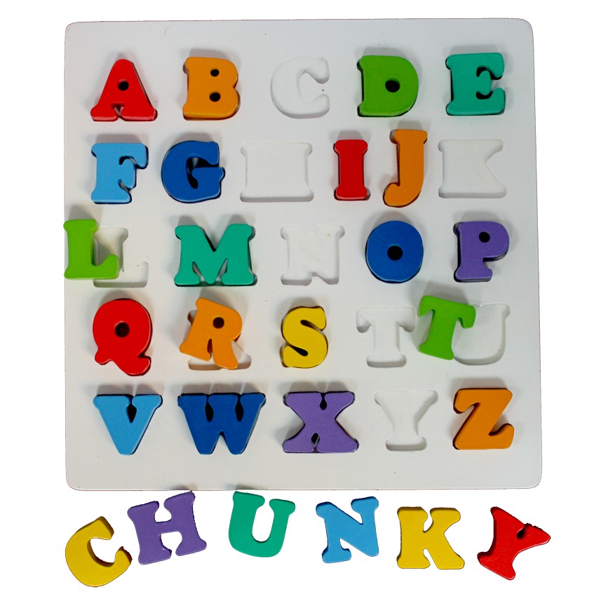 Chunky puzzle Huruf Besar mainan edukatif edukasi anak kayu SNI