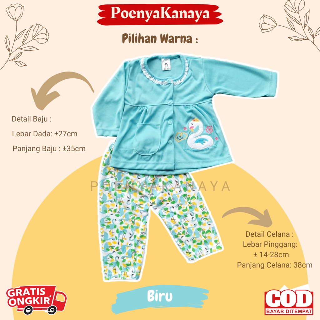 Setelan Baju Bayi Piyama Bayi Panjang Perempuan SWAN LOVE Yeiko 6-18 bln SPY08