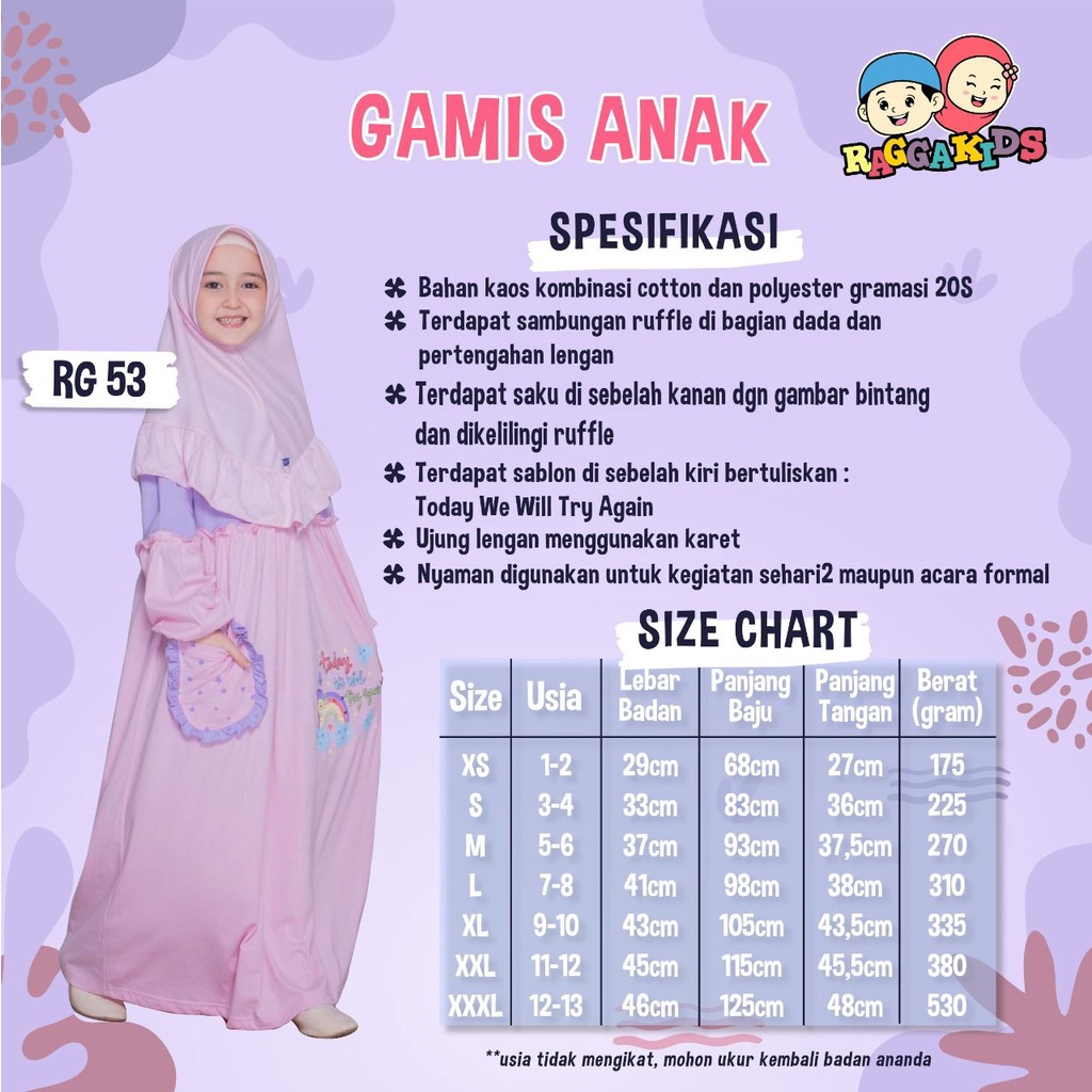 Raggakids Gamis Kaos syari Anak RG53