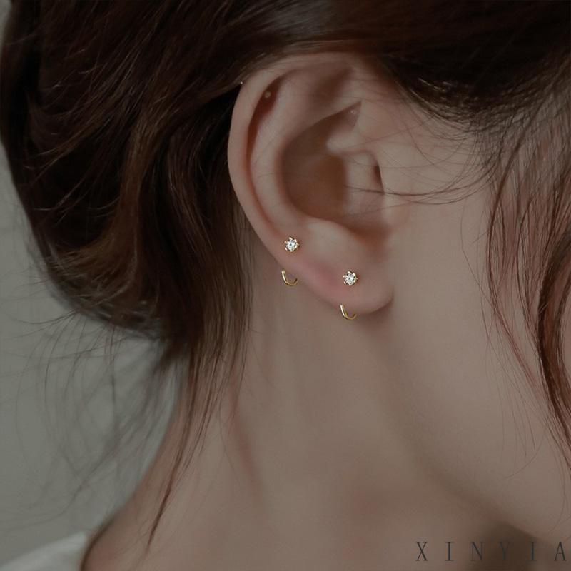 【Bayar di tempat】Anting Zirkon Temperamen Fashion Wanita Melepas AntingTusuk anting Silver Trendi Yang Indah Anting Zirkon Untuk Wanita