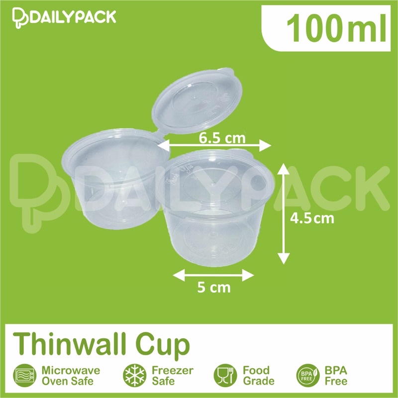 Thinwall Cup Sambal Klip 100 ml / Tempat saus Sambal 100 ml / Plastik Sambal