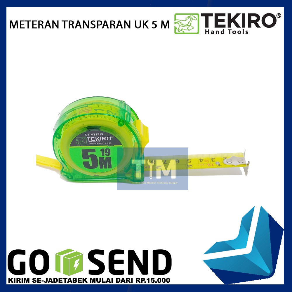 TEKIRO Meteran 5 M / Meteran Transparan 5 Meter / Meteran Tangan 5M