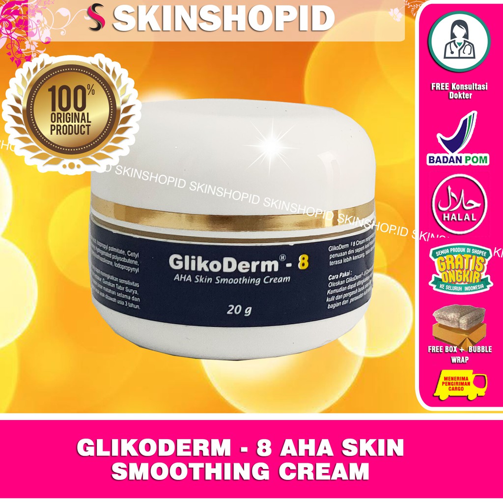 Glikoderm - 8 Aha Skin Smoothing Cream Original / Krim Pelembab BPOM Aman