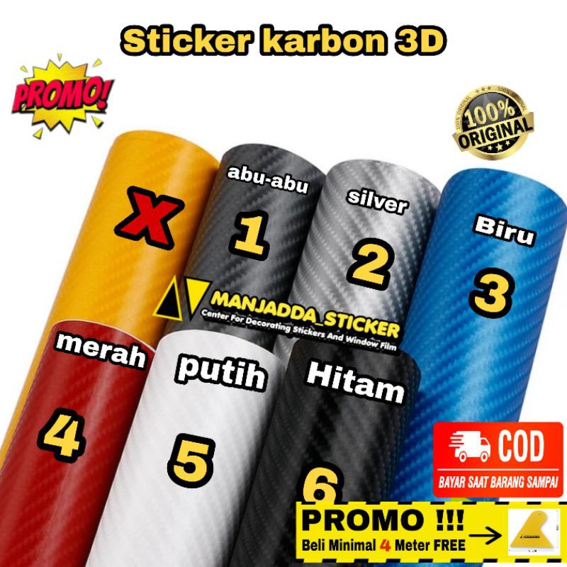 Stiker Skotlet motor Carbon 3D vinyl fiber Sticker motor