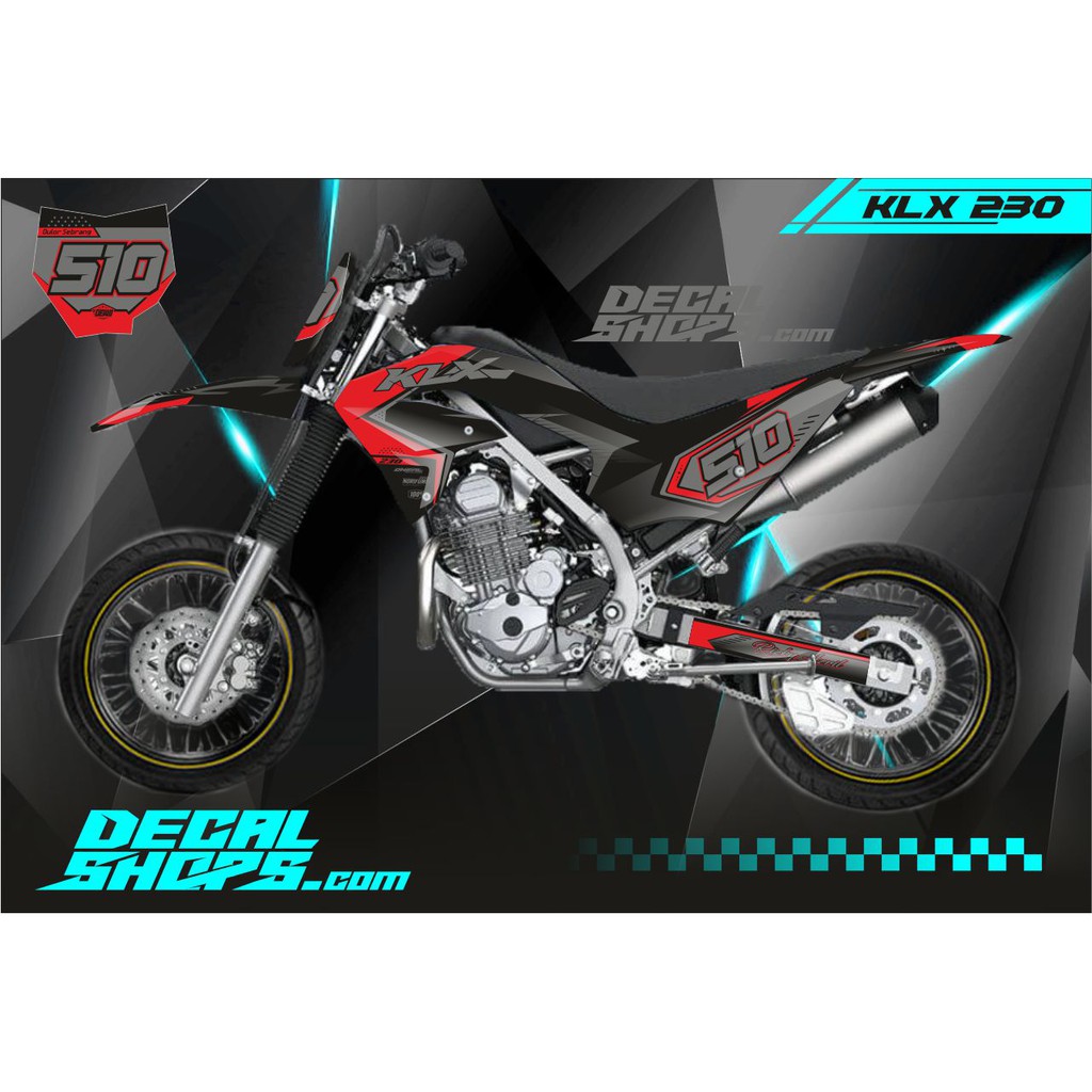 DECAL KLX 230  MURAH DECAL KLX 230 KEREN DECAL CRF SIMPELDECAL KLX 230 MERAH HITAM DECAL KLX 230 SUP