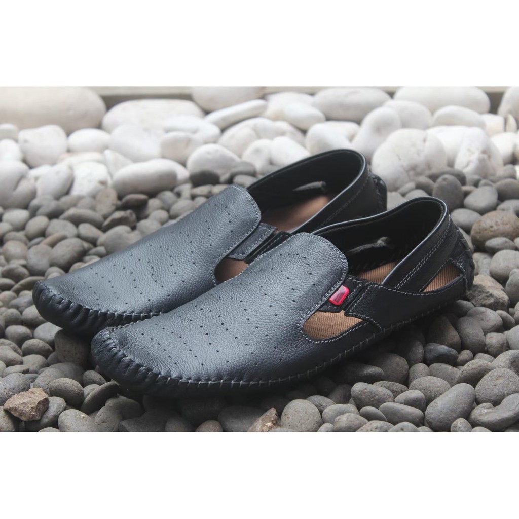 Sepatu Slip On Pria Casual Pansus Cowok Dewasa Santai Kulit Asli Bandung