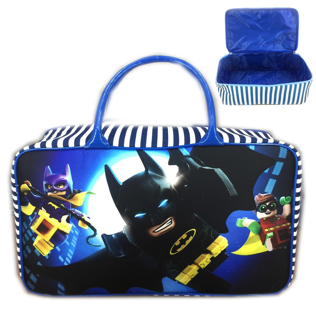 FREE ONGKIR !!!  Tas Travel Bag Kanvas JUMBO Bat man manu Lego Movie - Blue White