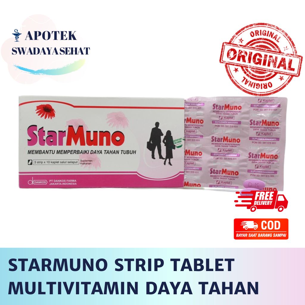 STARMUNO Strip - Suplemen Multivitamin Per Tablet Daya Tahan Tubuh Dewasa