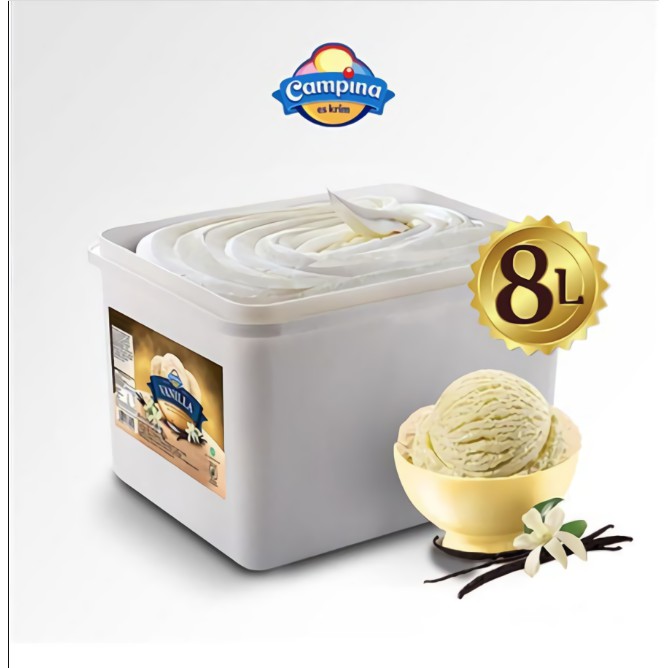 Ice Cream Campina Vanila 8 ltr/ Es krim 8 liter/ Eskrim Ember / Eskrim Bandung