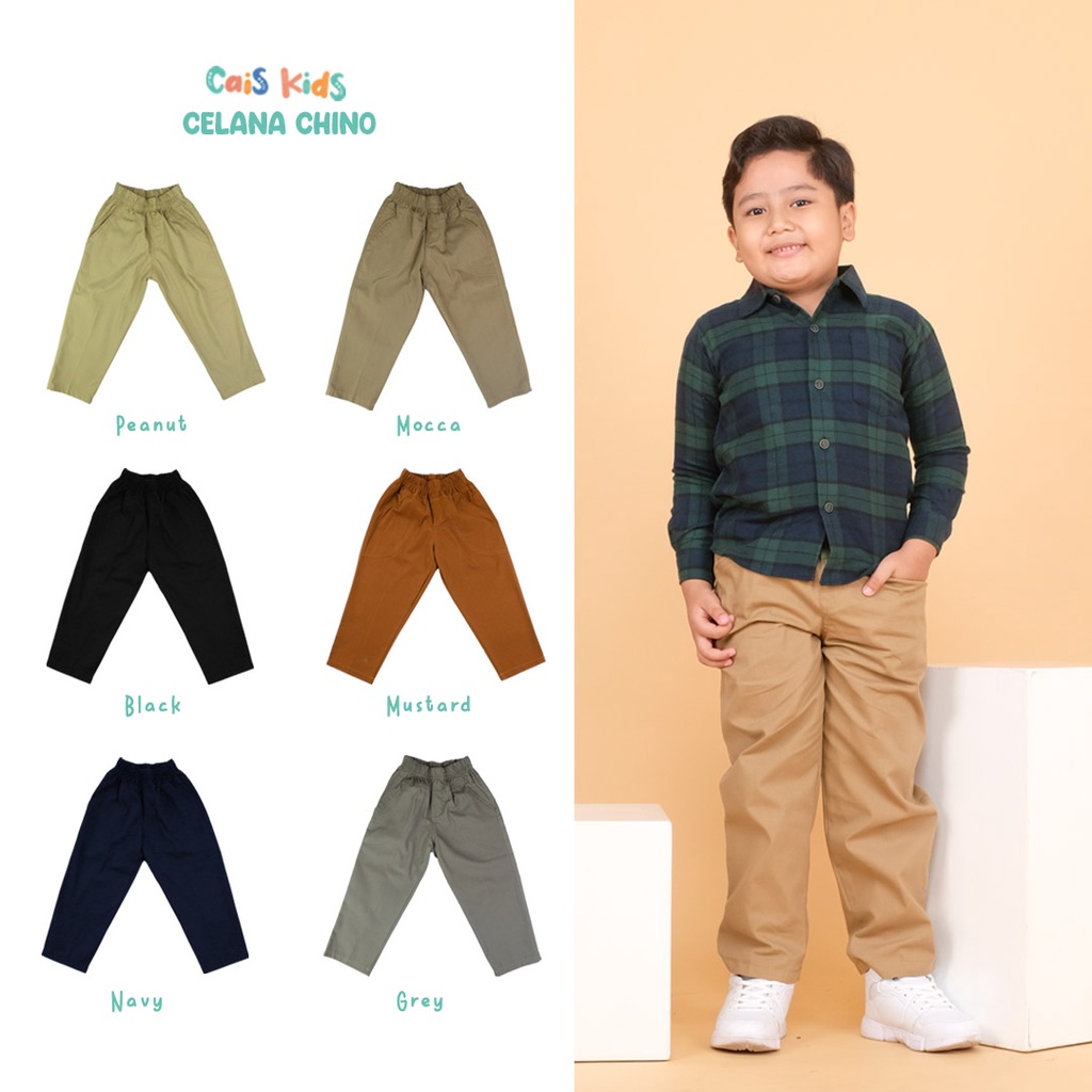 Celana Chino (1) Anak 1 2 3 4 5 6 7 8 9 10 Tahun bahan katun lembut