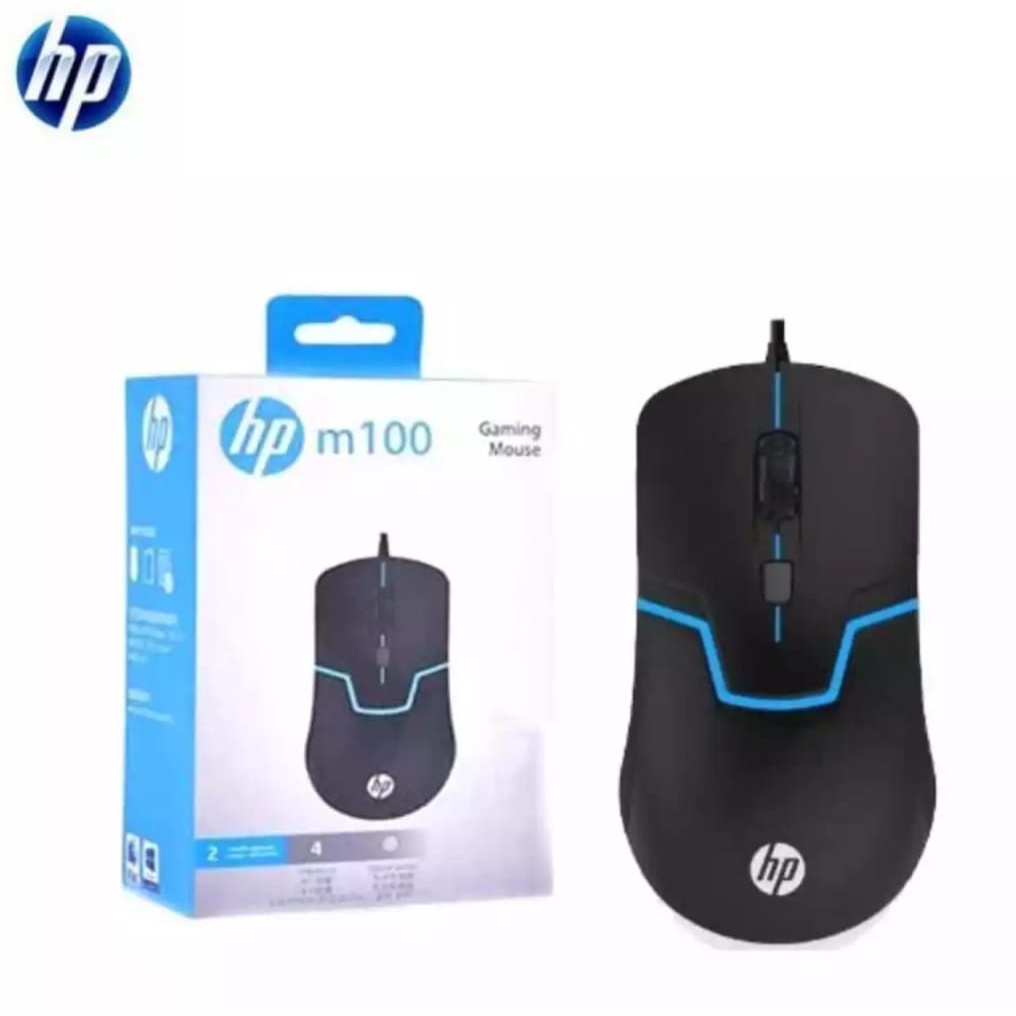 MOUSE GAMING HP M100 SENSOR HIGH 1600DPI RGB LED USB WIRED KABEL-MOUSE GAMING HP M100 WIRED OPTICAL KABEL-MOUSE KABEL LAPTOP-PC KOMPUTER-NOTEBOOK-MOUSE GAMERS HP M100