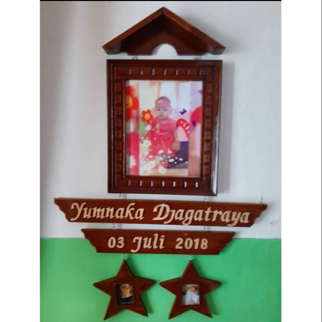 Bingkai Foto Custom 10R papan Nama Kayu Dekorasi