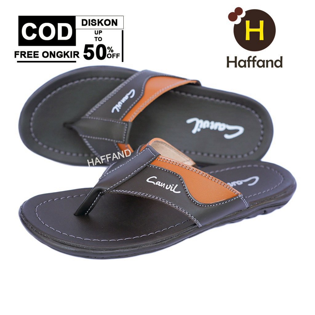 Sandal selop pria kulit sandal slide casual murah terbaru/Sendal pria kekinian keren kasual