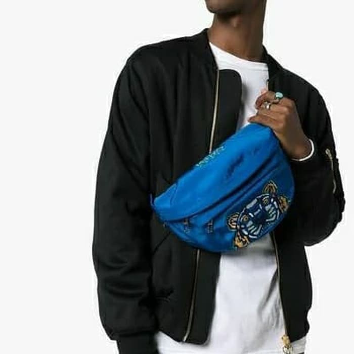 kenzo tiger bumbag blue - biru