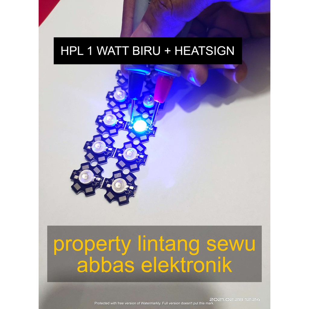 led hpl 1 watt warna BIRU BLUE plus heatsing pendingin