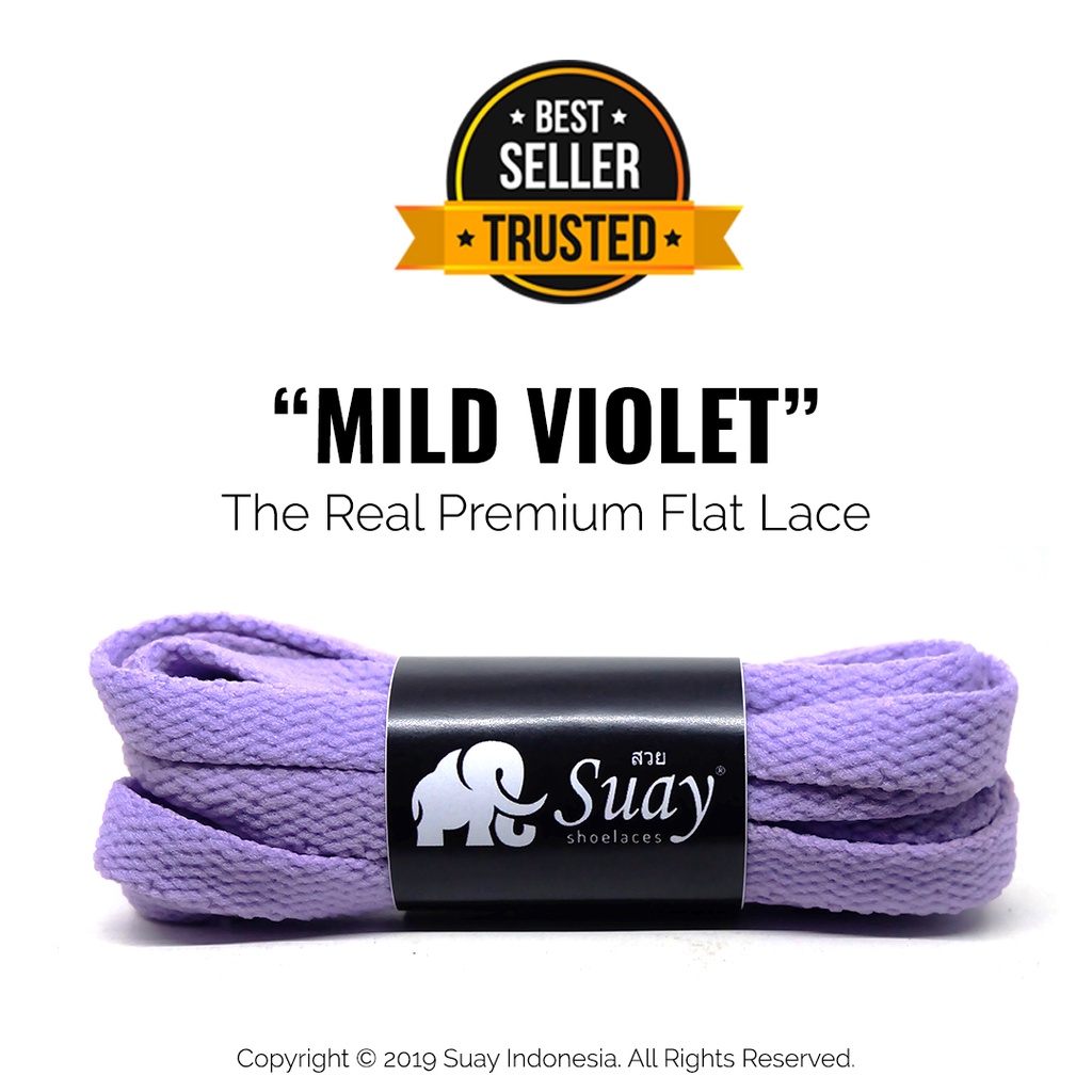 Tali Sepatu Gepeng Ungu (FLAT) Premium Shoelace Mild Violet Surabaya