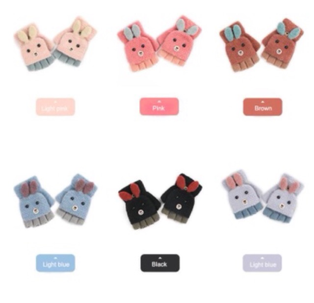 Glove Fingerless Rabbit Sarung Tangan Anak Wool Winter Musim Dingin