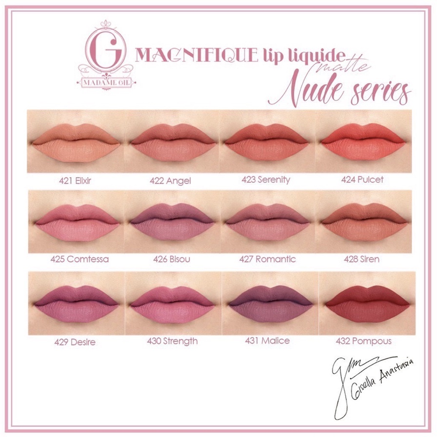 READY Madame Gie Magnifique Lip Liquid Lip Cream Matte Classic Nude Series Make Up Bibir ORIGINAL 100%