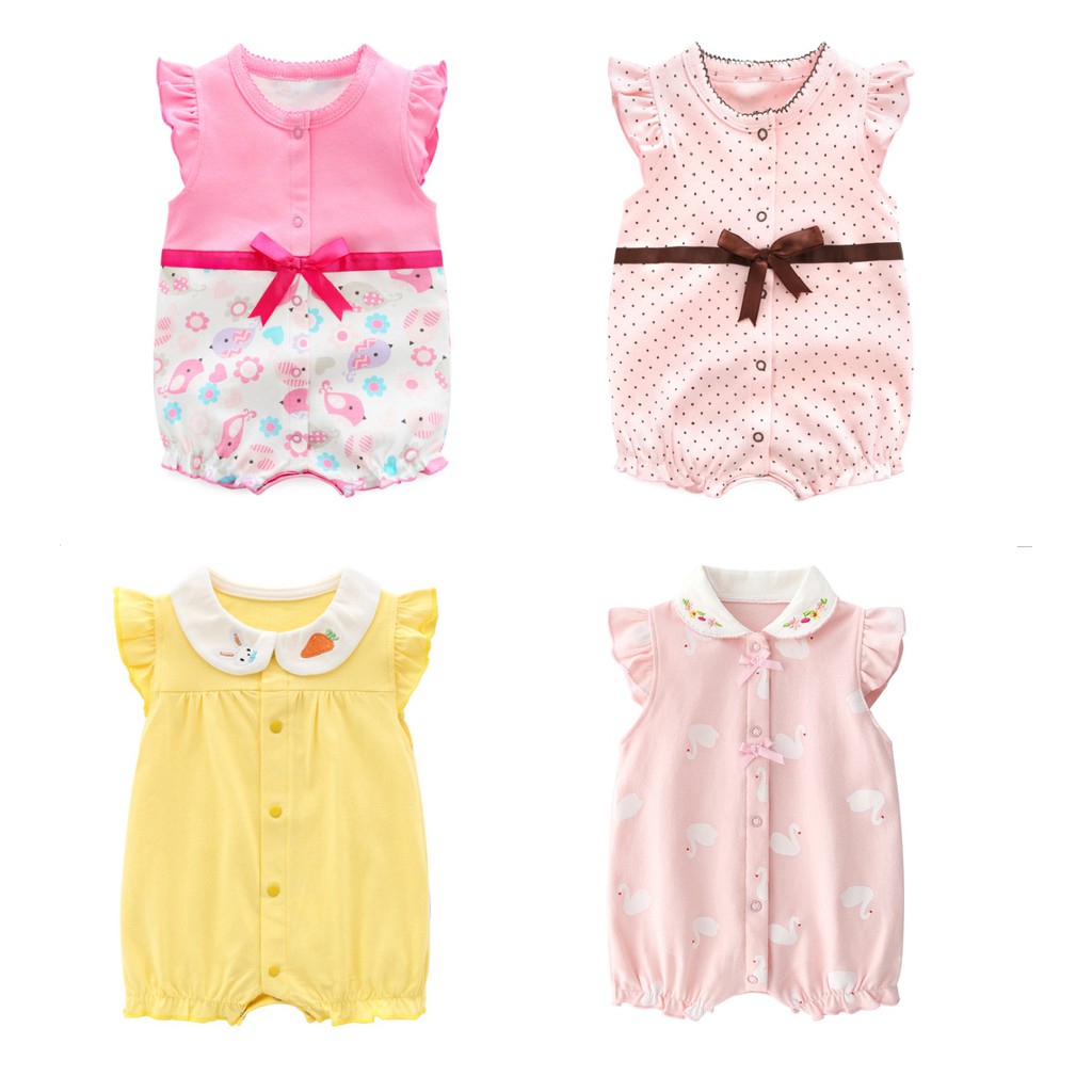 A74- Baju Jumper /pakaian romper bayi anak perempuan  motif polkadot pita kualitas premium