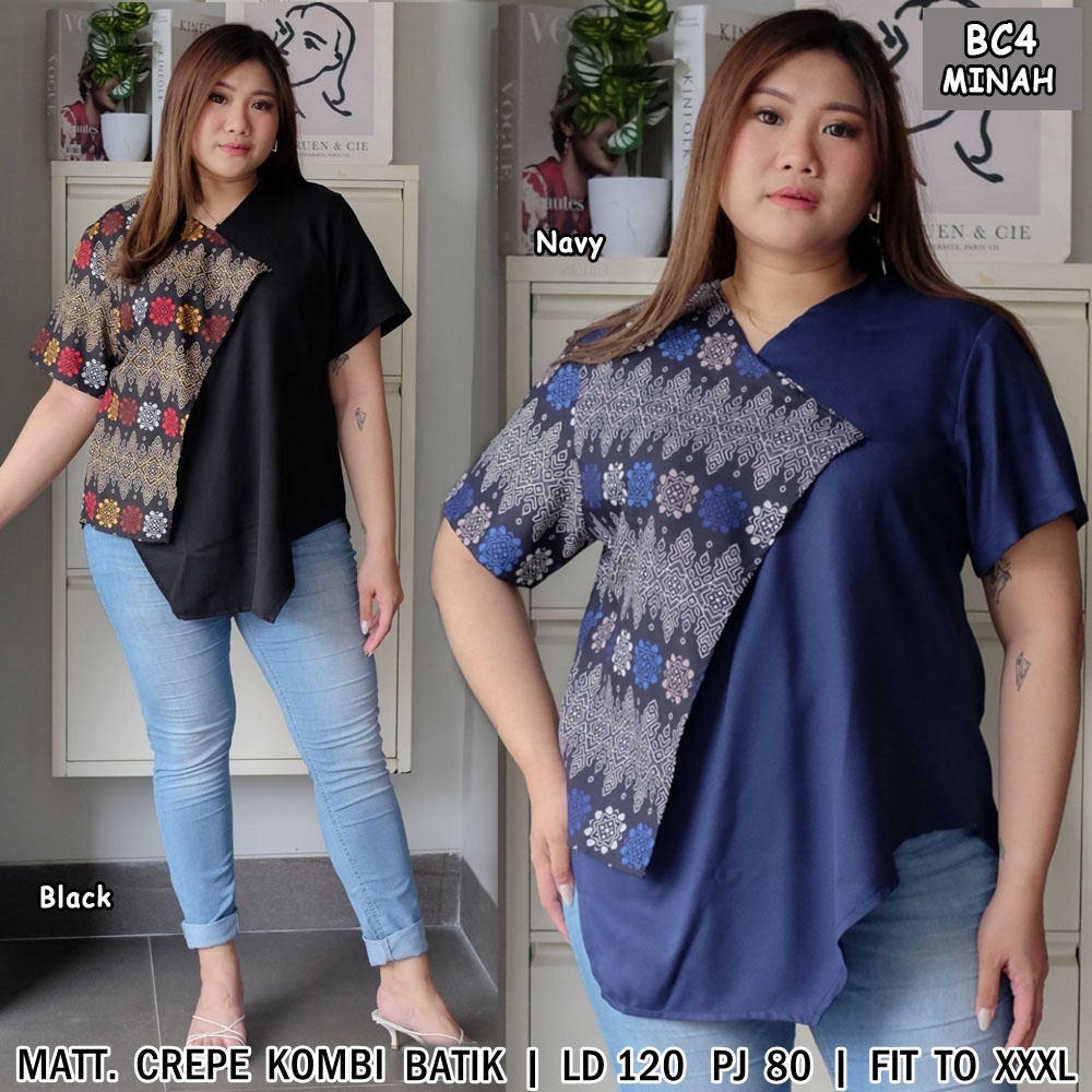 BIGCLO - (COD) LD 120cm Blouse Jumbo Wanita BC4 Baju Atasan Bigsize Lengan Panjang