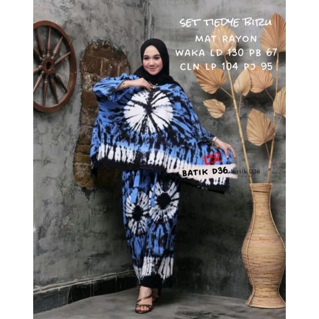 Tiedye Biru Set - Rayon Premium - Busui - One Set - Baju Kantor - Ori by Naura