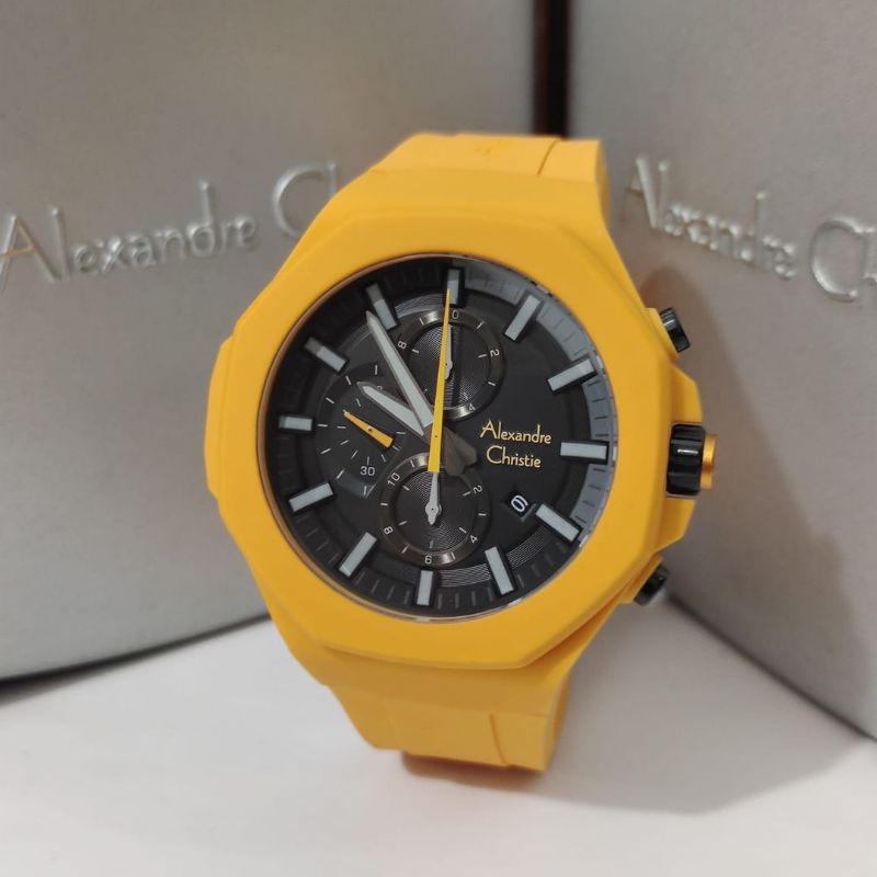 Jam Tangan Alexandre Christie AC 6590 Pria / AC6590 M Yellow Original