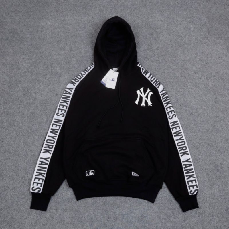 SWEATER HOODIE NY HITAM LIST TAPED PUTIH AUTHENTIC (BESTSELLER)