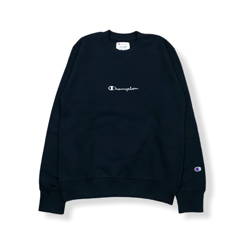 CHAMPION SWEATSHIRT SMALL SCRIPT LOGO EMBROIDERED C8 - Q019R (Black)