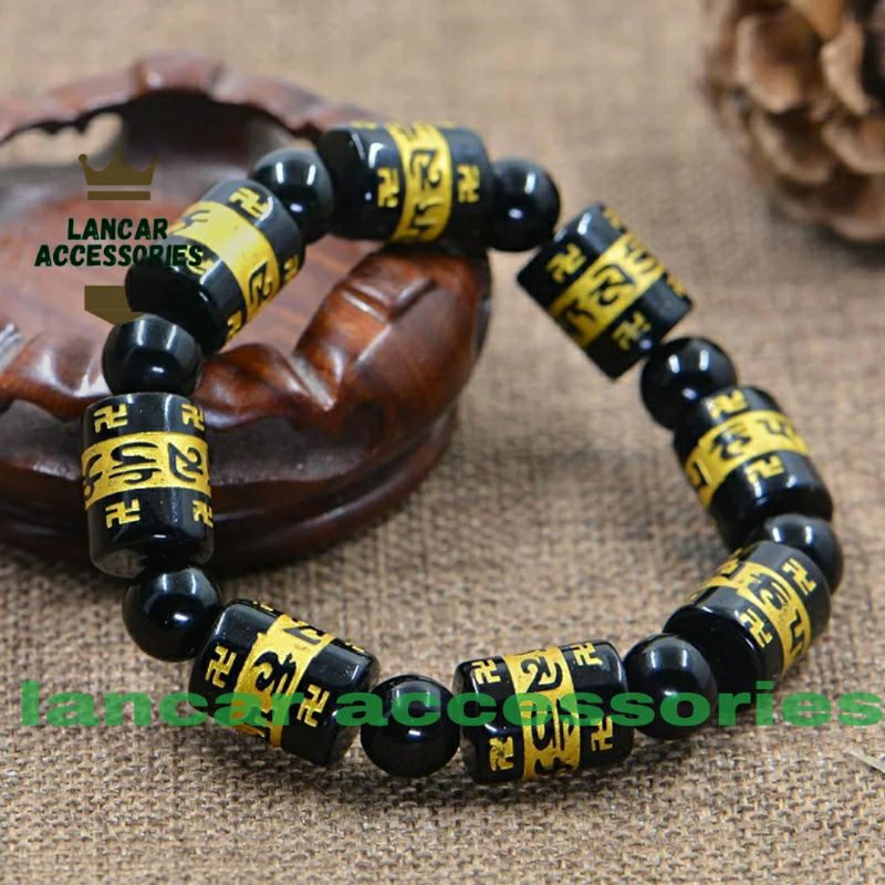 COD✅ Gelang Batu Mantra Budha Tibet Tabung Kombinasi 10mm