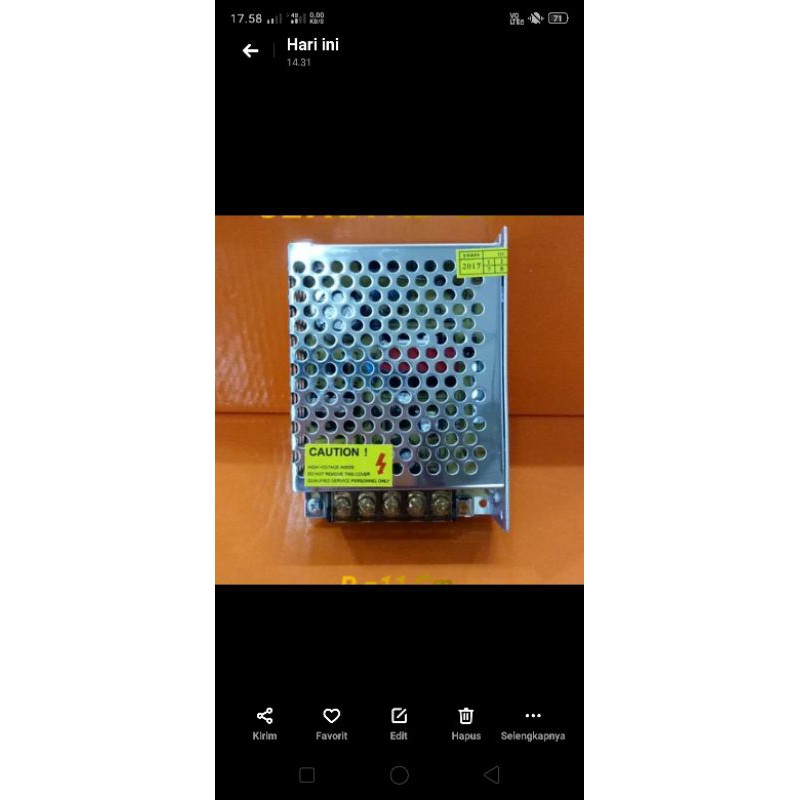 Power Supply 12V 5A-12 volt 5 Ampere Adaptor Jaring