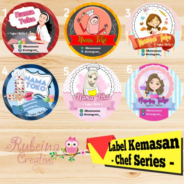 

(1 pack) Label Kemasan Makanan - Chef Series