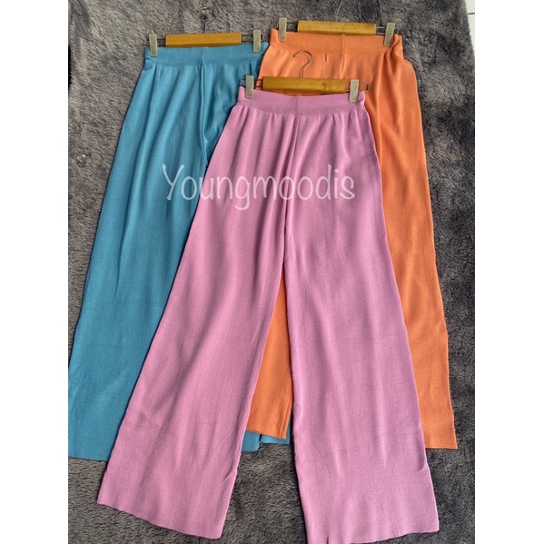 Youngmoodis Laura pants celana colorfull bahan rajut import