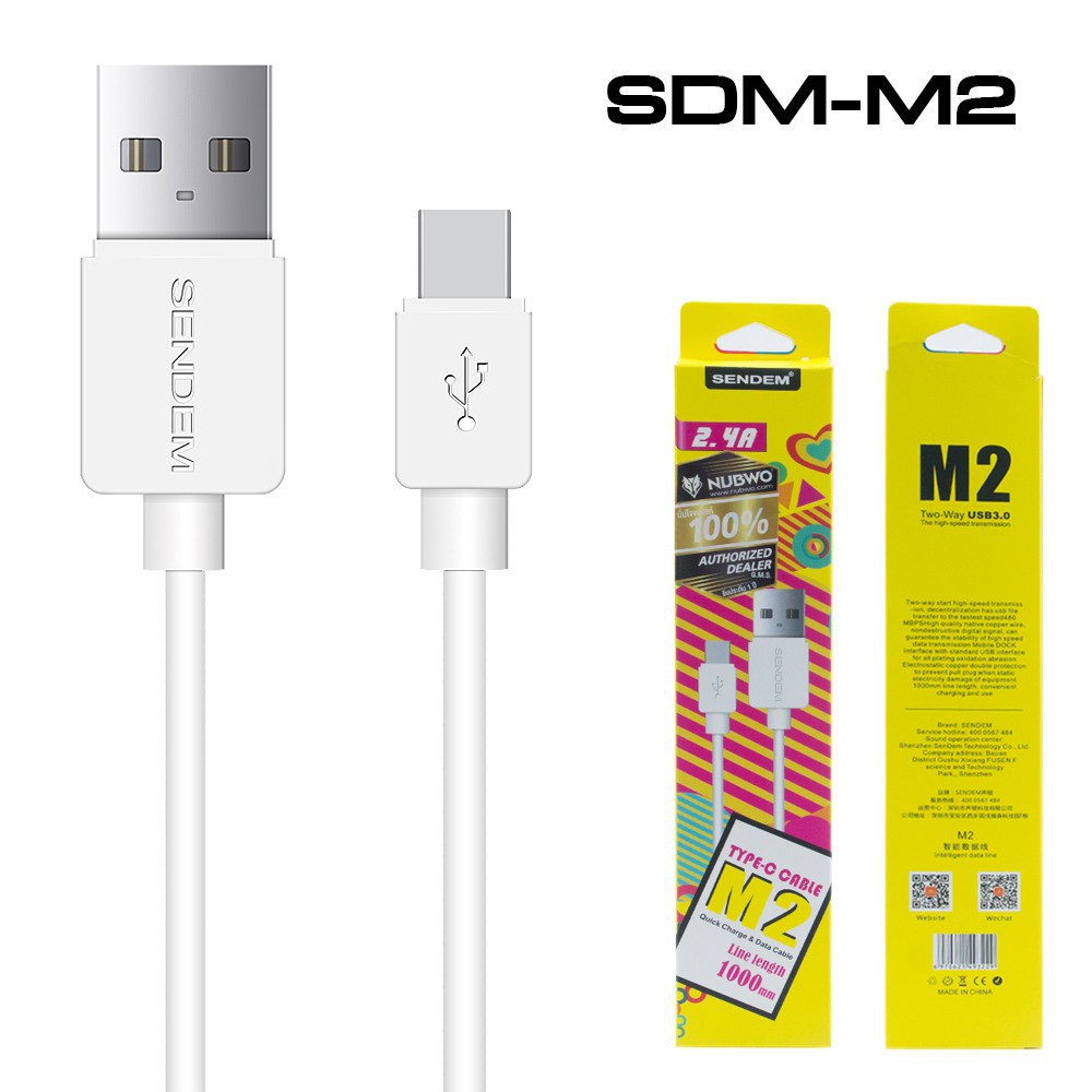 Kabel Data Charging SENDEM M2 Type-C 2.4A Quick Charging