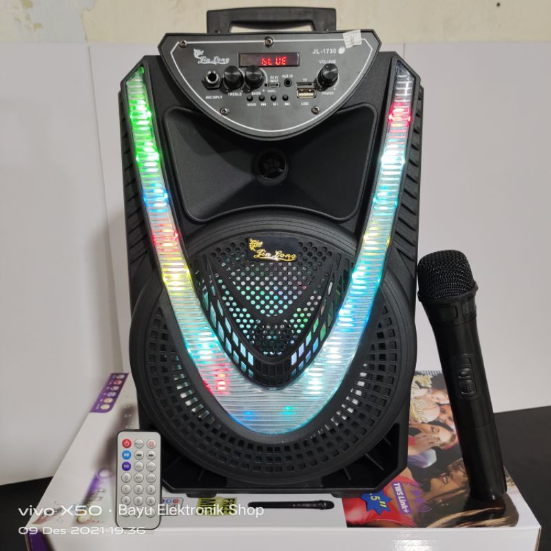 Speaker bluetooth karaoke jinlong jl 1730 8 inchi bonus microphone wireless