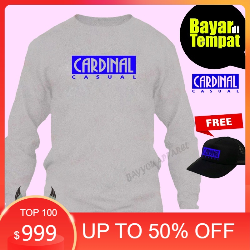 BONUS TOPI….Kaos Distro Premium/ kaos cardinal causal 05 biru lengan Panjang /Kaos Pria/Tsh/ kaos ca