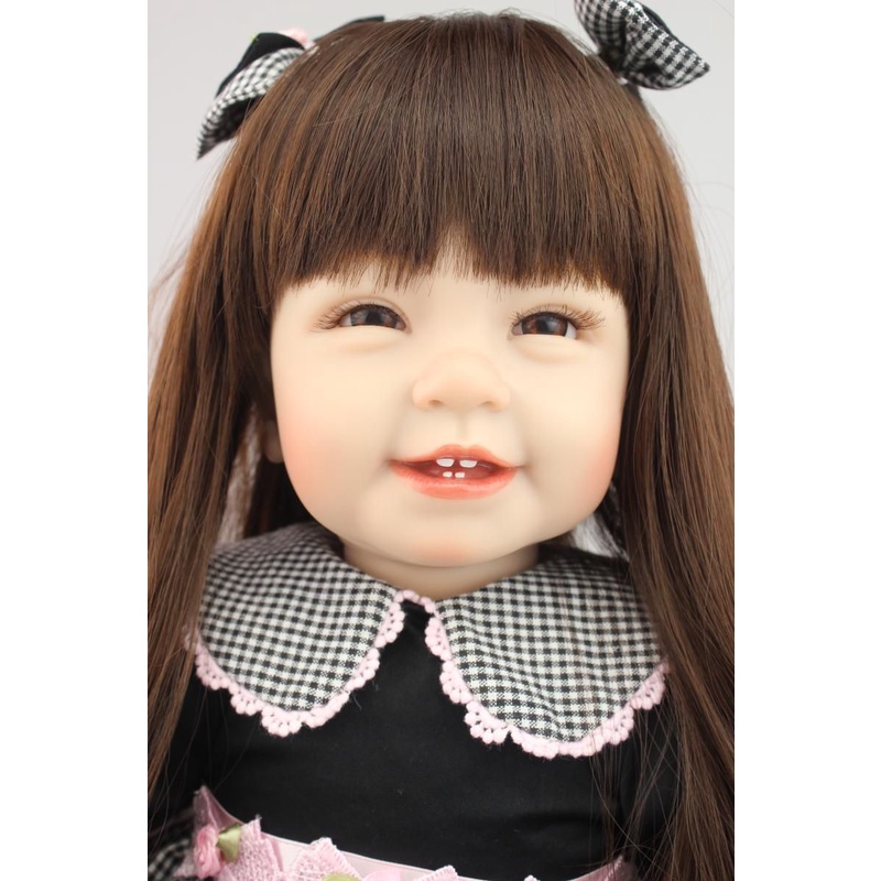 Long Hair Girl Realistic Reborn Doll Babies Silicone Lifelike Baby Dolls