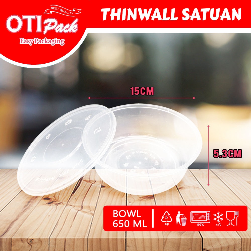 SATUAN Thinwall Bulat 650ML/ Food  Container Mangkok/ Thinwall Otipack Bowl/ Mangkuk Plastik OTBS650