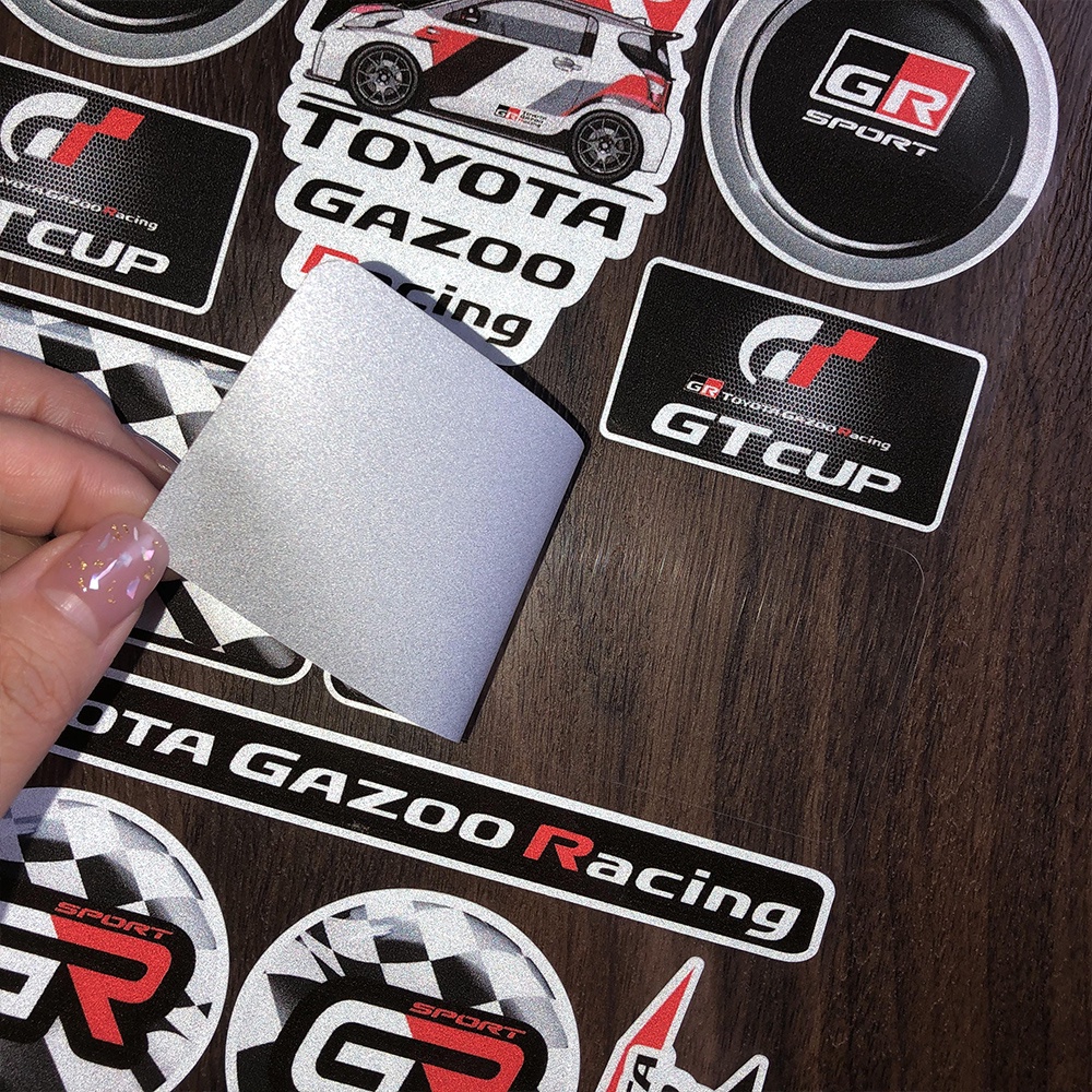 GR Stiker TOYOTA Reflektif Mobil Eksterior Otomotif Interior Stiker Kaca Spion Pegangan Pintu Kaca Depan Stiker untuk Gazoo Balap