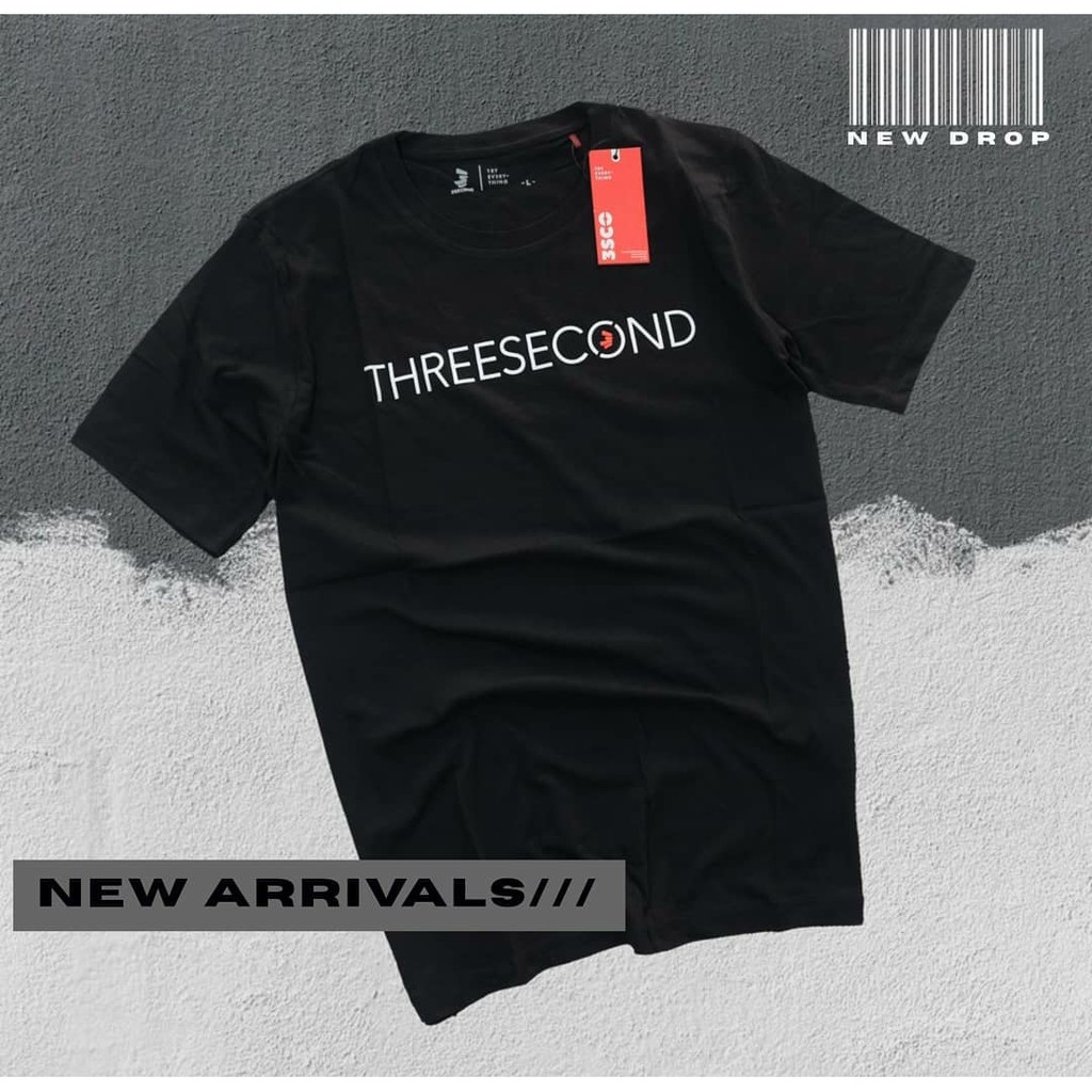 Kaos Pria Distro T-shirt 3SECOND branded cotton combed dingin dipakai