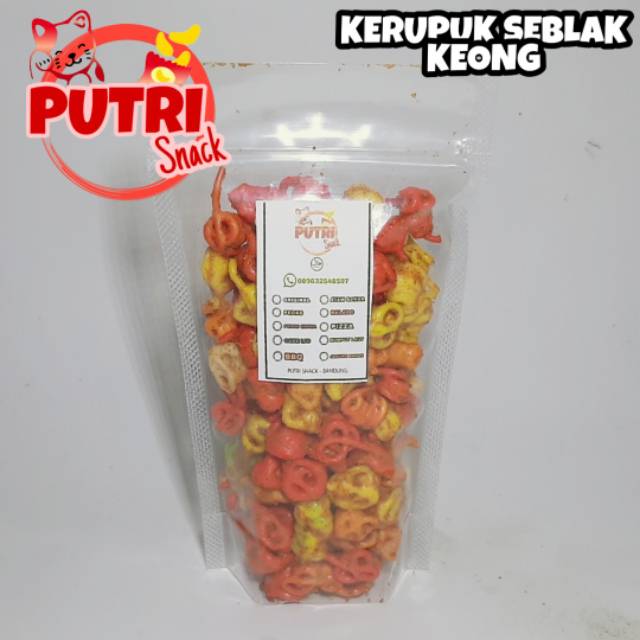 Kerupuk Seblak Kering Sebring Keong Pedas kemasan standing pouch