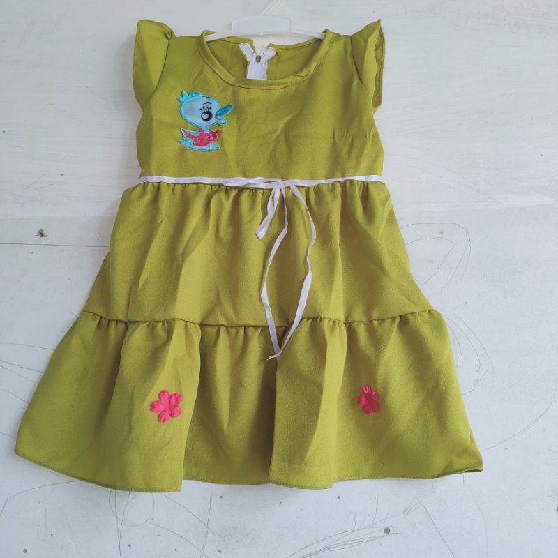 Dress anak 1 2 tahun moscrepe gaun anak cewek harian santai baju anak lucu ( dress moscrepe GIN )