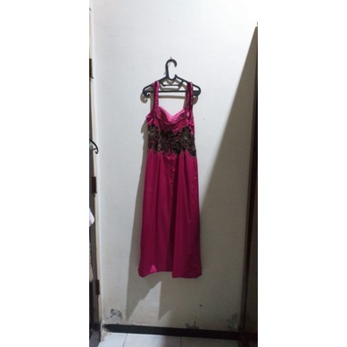 Obral murah gaun dress wanita ukuran M merah maroon