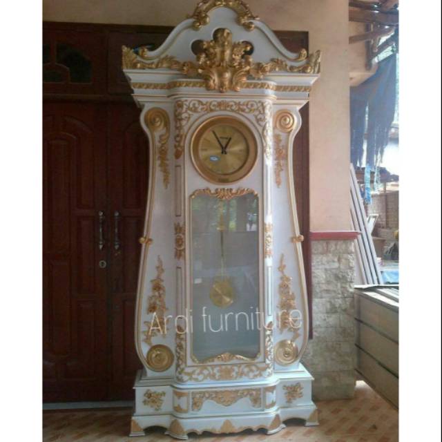 Jam hias ruangan duco lemari jam mewah besar ukir jepara