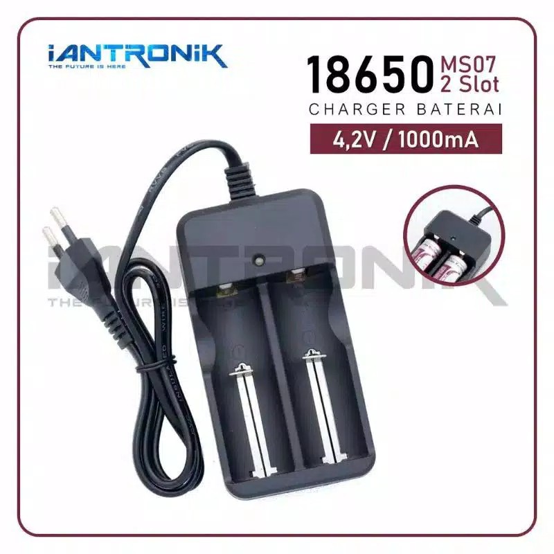 Charger - carger - casan baterai 2 Slot Mitsuyama MS-07 Bisa Berbagai Ukuran 18650, 18640, 14500,