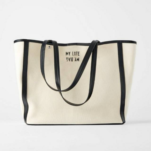 Preloved LIKE NEW ORI ASLI beli di tokonya zara tote bag canvas