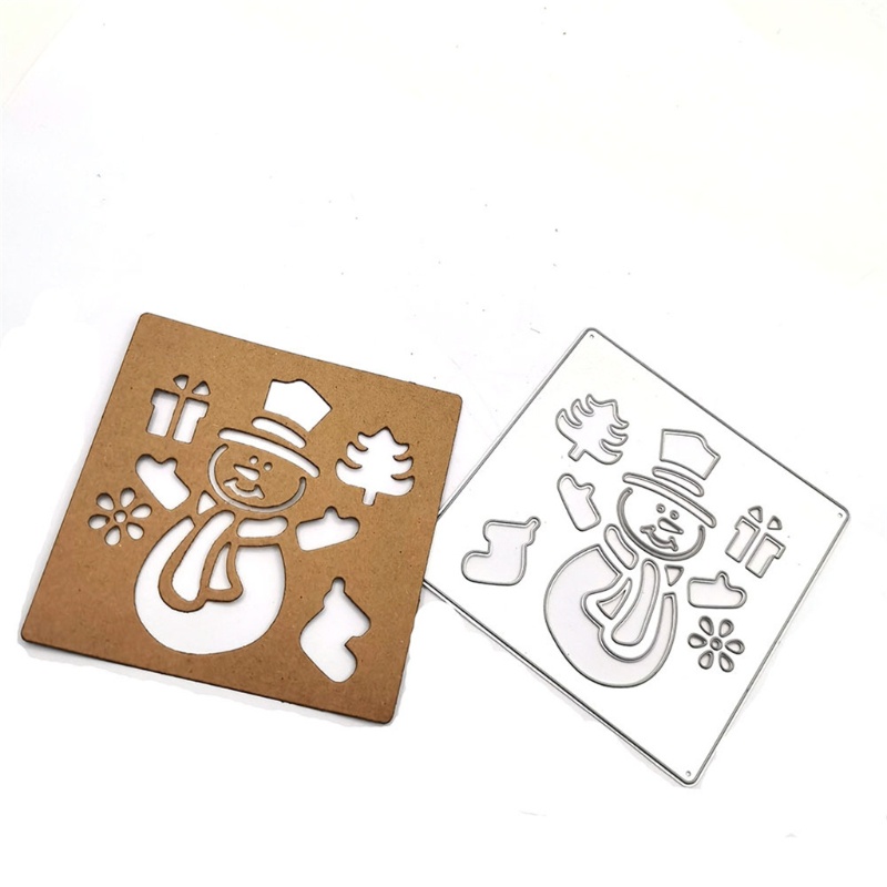 Cetakan Stensil Cutting Dies Motif Snowman Natal Bahan Metal Untuk Scrapbook / Craft DIY / Kartu