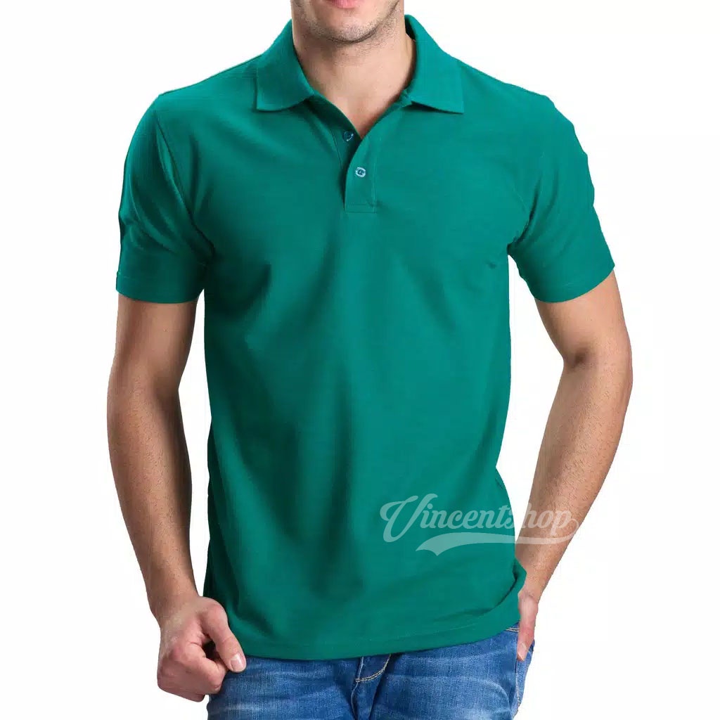 VncentID Kaos Polo Shirt Pria warna HIJAU TOSCA