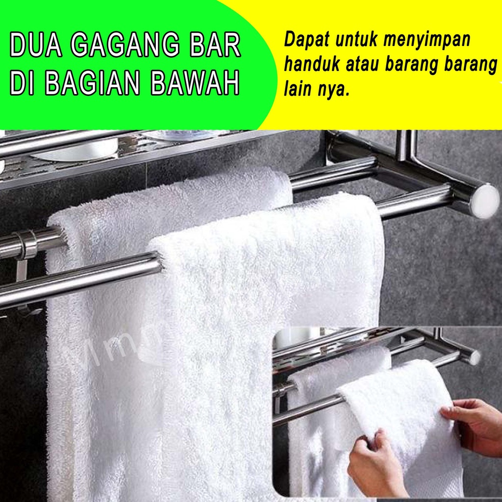 Rak Gantung 2 Tingkat / Rak Kamar Mandi / Rak Stainless / Rak Serbaguna