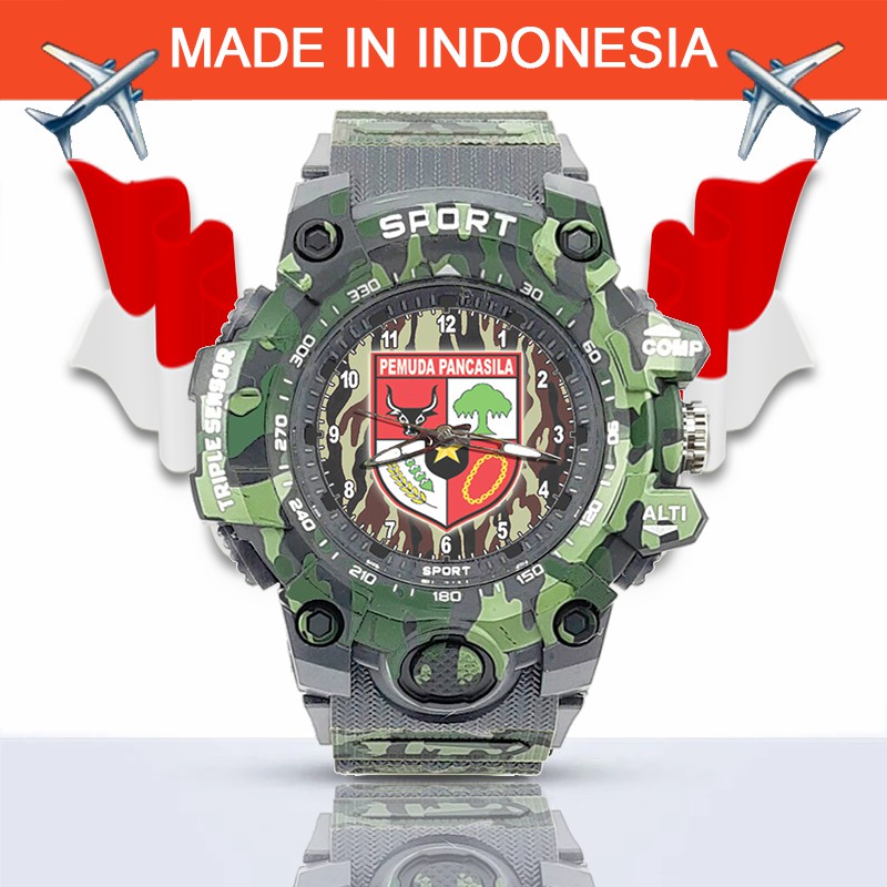 {Istimewa} Jam Tangan Pemuda Pancasila (PP) -Abu-Abu Army Water Resistant