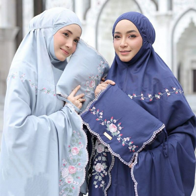 Mukena Mahira Bordir Manual Mewah Premium katun Tas jadi sejadah